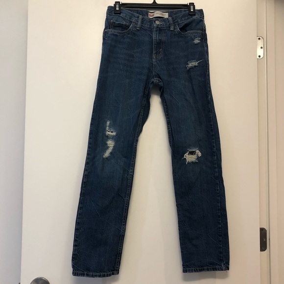 Levi’s 502 Regular Tapor Distressed Dark Wash Jeans - Picture 2 of 6